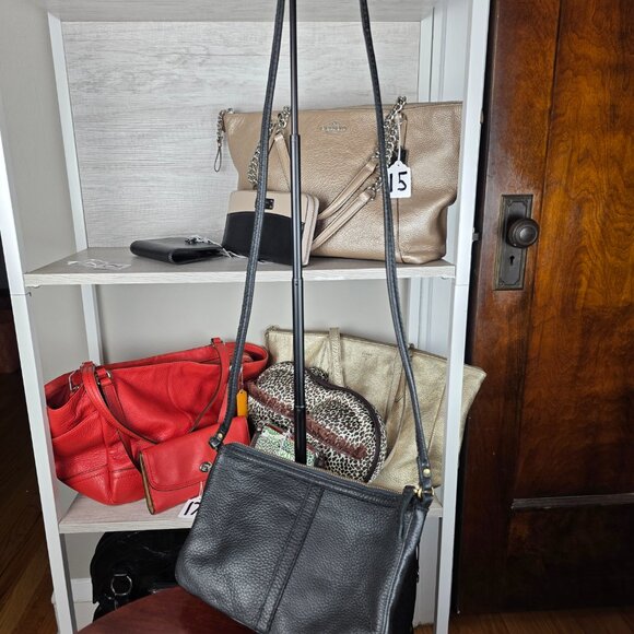 Fossil Elise Black Pebbled Leather Small Crossbody - Picture 16 of 17